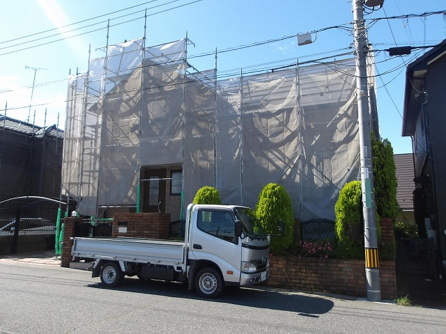工事開始足場架け完了