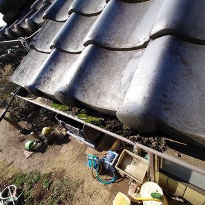 雨樋に土が詰まっている